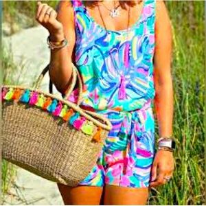 Lilly Pulitzer Rinna Romper in Multi Exotic Garden NWT!!!  Size XS